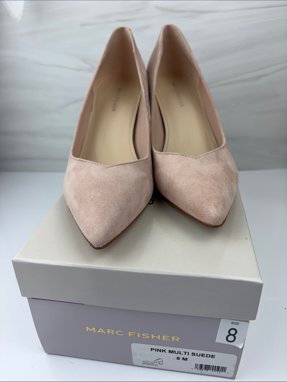 Marc Fisher Blush Pink Suede Pointed Toe Pumps - Picture 3 of 9